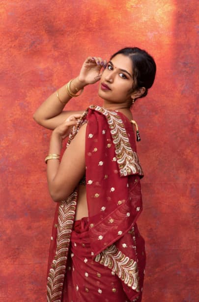 Anaya Red Bandhej Anarkali Set