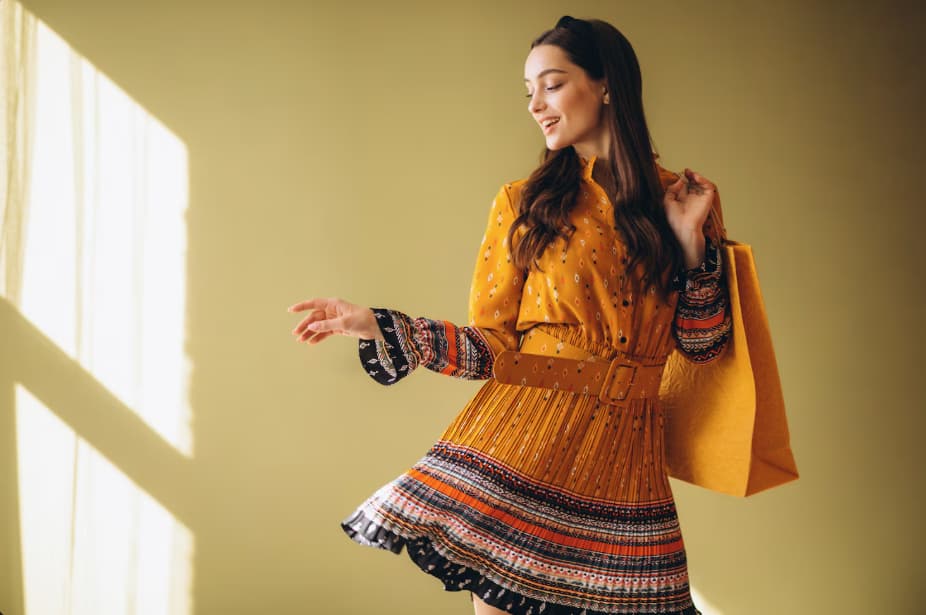 Tara Mustard Bell-Sleeve Tunic